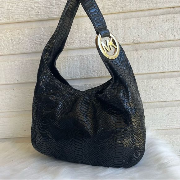 Michael Kors Handbags - MICHAEL KORS Snake Skin Fulton Hobo Shoulder Bag